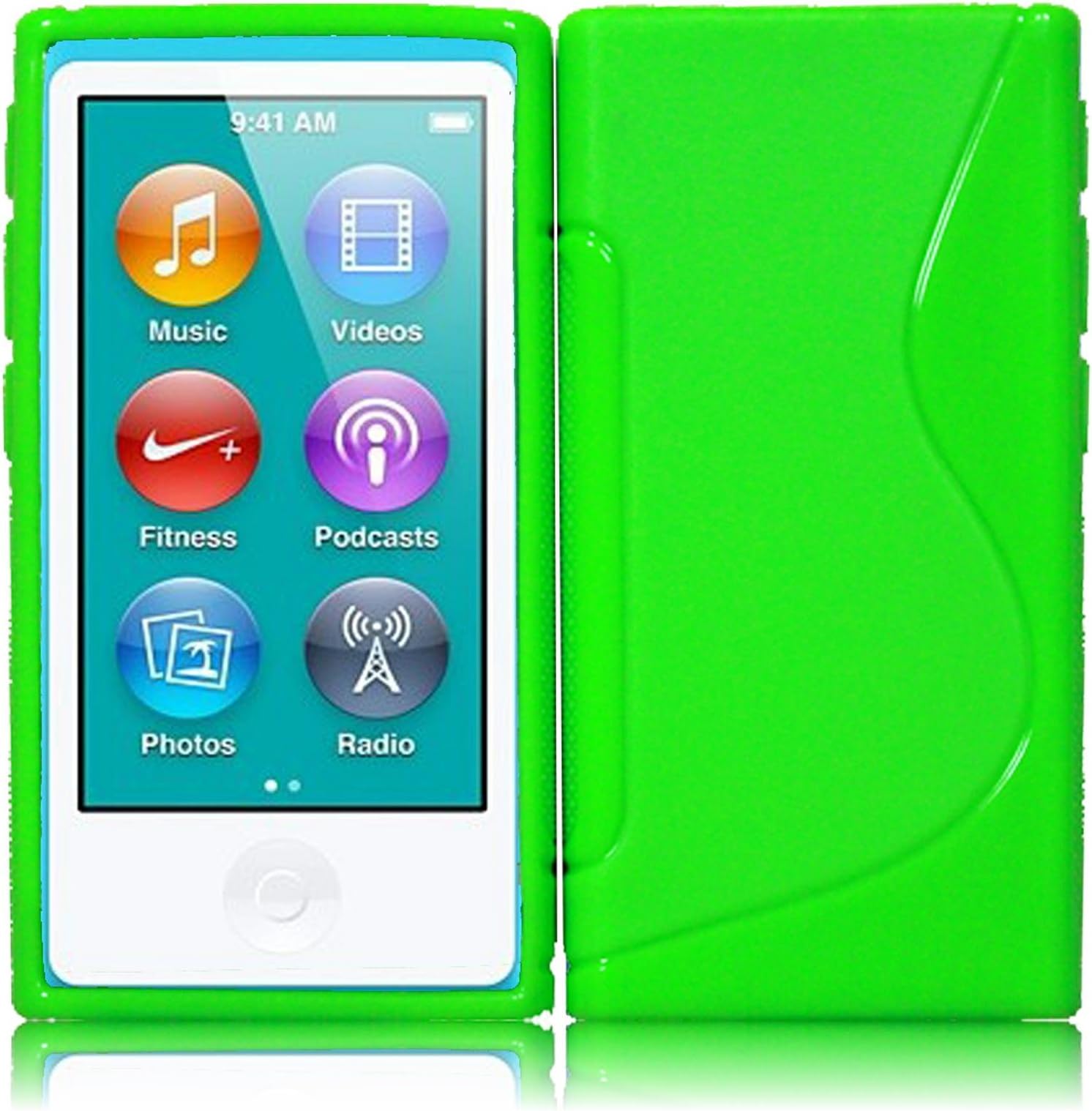 For Apple Ipod Nano 7 7th Generation 7G S Shape TPU Cover Case Neon Green
