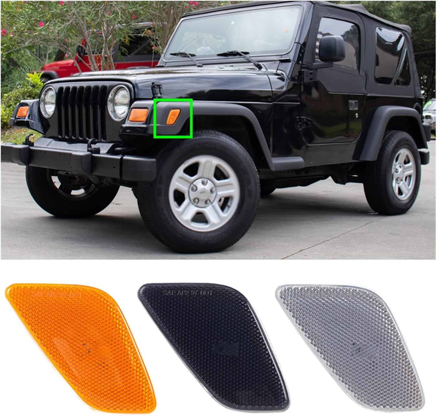 Mirror Indicator 1 Pair Car Front Fender Side Marker Lights For Wrangler 1997-2006 Amber Yellow Lamp Bulb Exterior Accessories