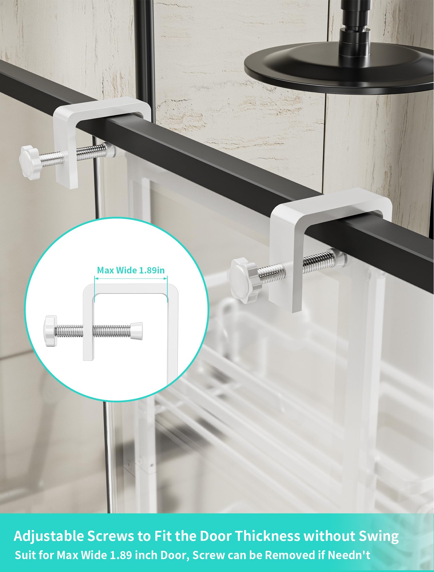HapiRm Over The Door Shower Caddy, with 2 Soap Holders, 4 Tier Adjustable Hanging Shower Caddy Bathroom Shelf with 22 Hooks - Image 3