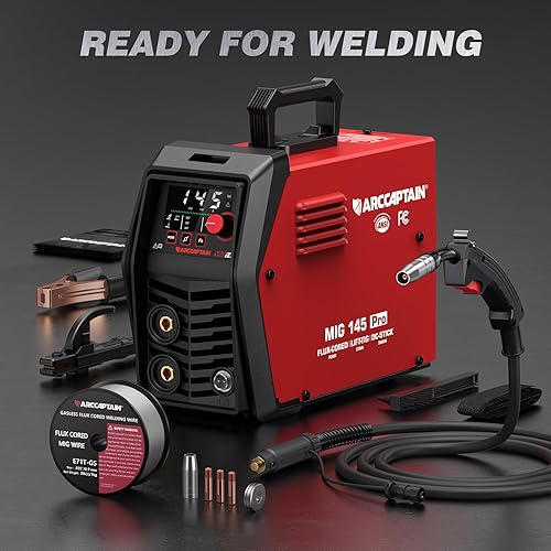 Miniatura 8 de ARCCAPTAIN iControl MIG145 Pro 145A Flux Core MIG Soldador 120V Soldador MIG sin gas MIGMMA StickLift TIG, máquina soldadora 3 en 1 con sinergia,