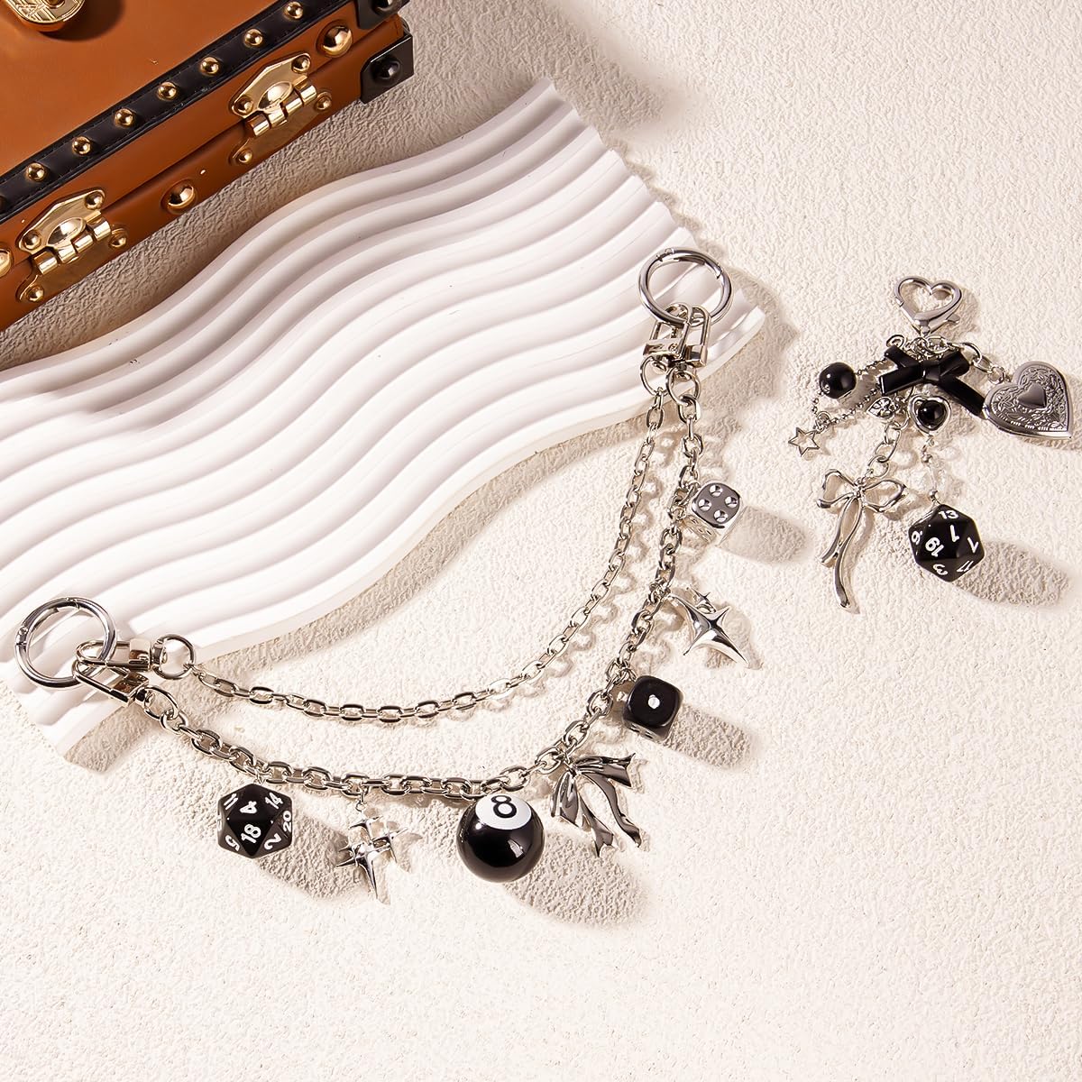 2 Pcs Bag Charms for Handbags, Vintage Punk Y2K Silver Bag Chain for Women, Extension Purse Charms for Tote Bags - Image 6