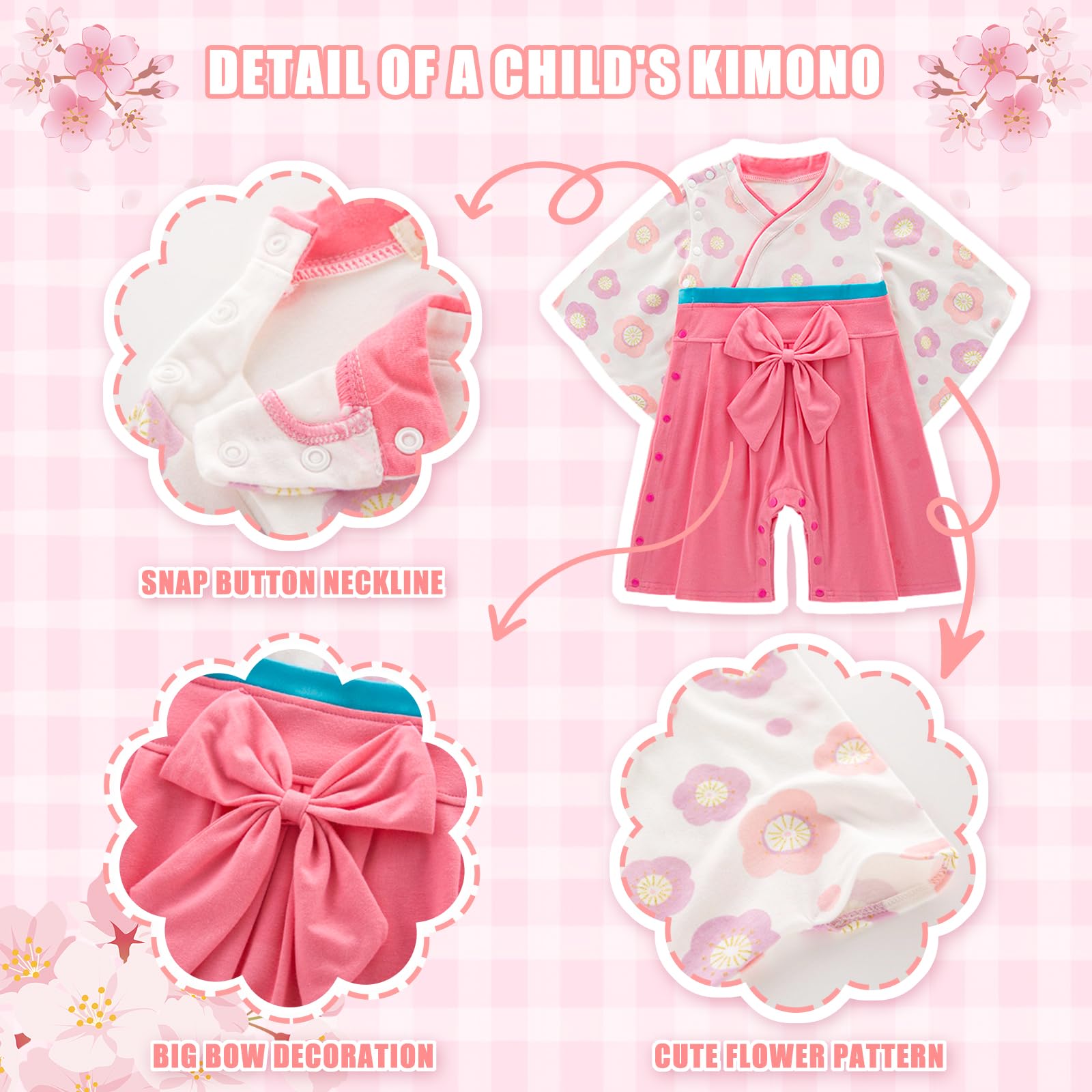 Baby Kimono Neonato Manica Lunga Cotone Kimono Giapponese per Neonati Costume Carnevale per Bambina e Bambino con 2 Paia di Calzini