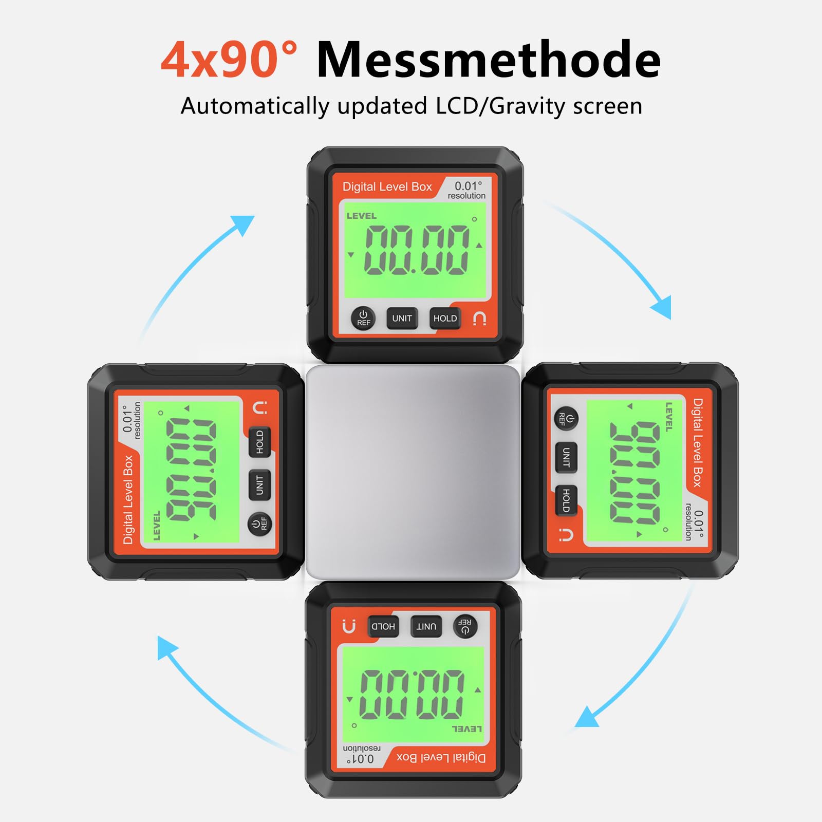 Strumento di misurazione dell'angolo digitale magnetico LCD, goniometro e inclinometro, retroilluminato, strumento portatile di misurazione dell'angolo, funzionamento a batteria, per falegnameria