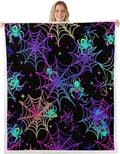 Miniatura 19 de Manfei Manta metálica de Halloween con diseño de araña robótica metálica para decoración de habitación de niños, manta de tela de araña para sofá