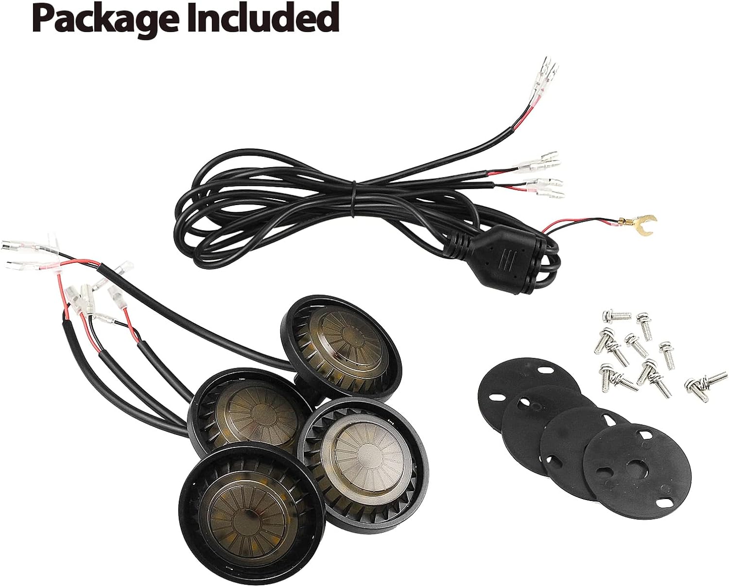 4X LED Grille Lights Kit Compatible with Jeep Wrangler JL Gladiator JT 2018-2023 (somked Shell with White Light)