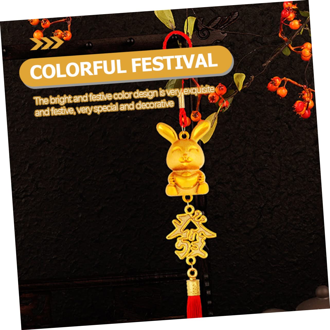 HJMMHX Pendentif Lapin Chinois Suspendu, 33 pièces, Ornement de Festival de Printemps, Style Mixte, Pendentif à nœud, Style d'ornement de Lapin d'année