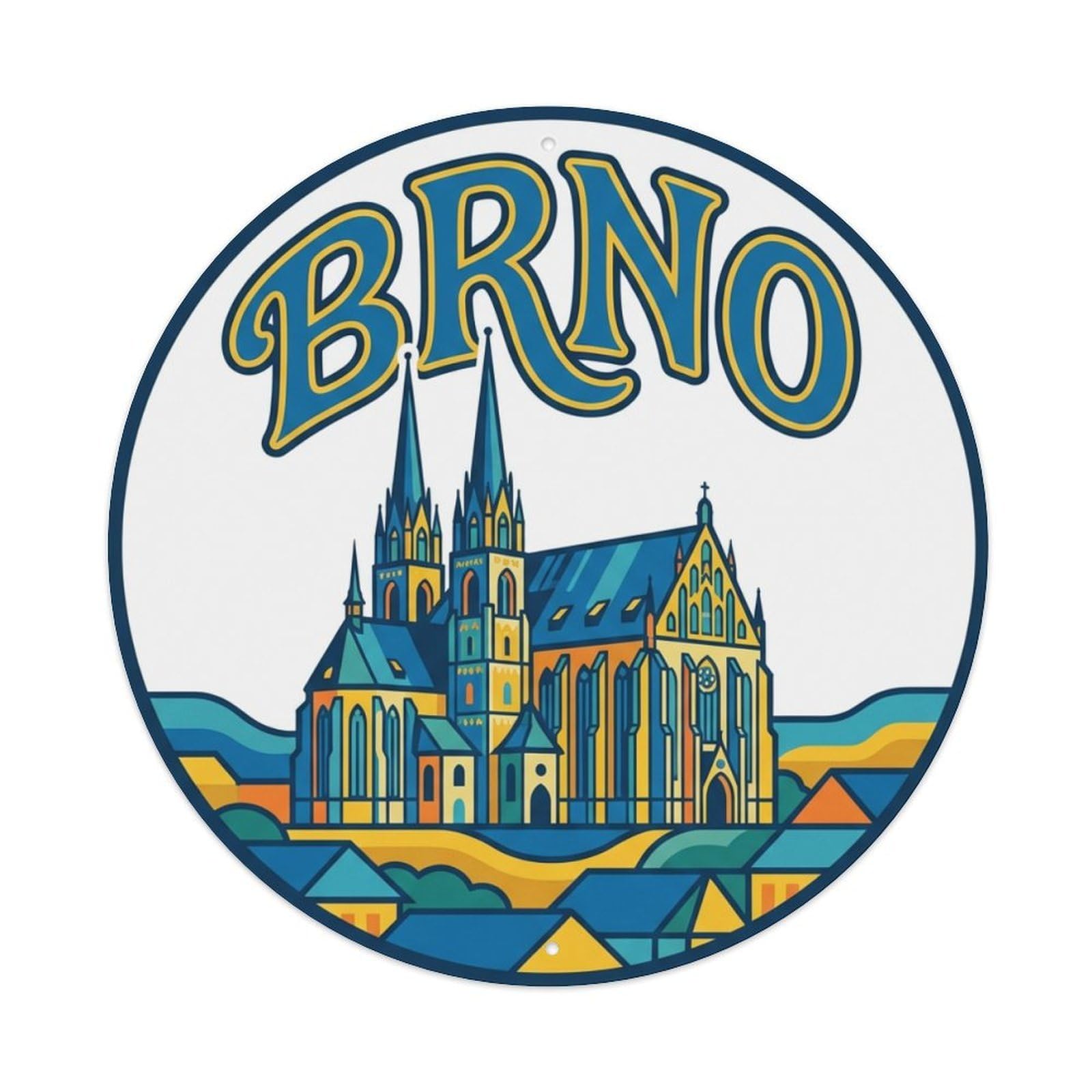 Metal Tin Sign Czech Vintage Travel Brno