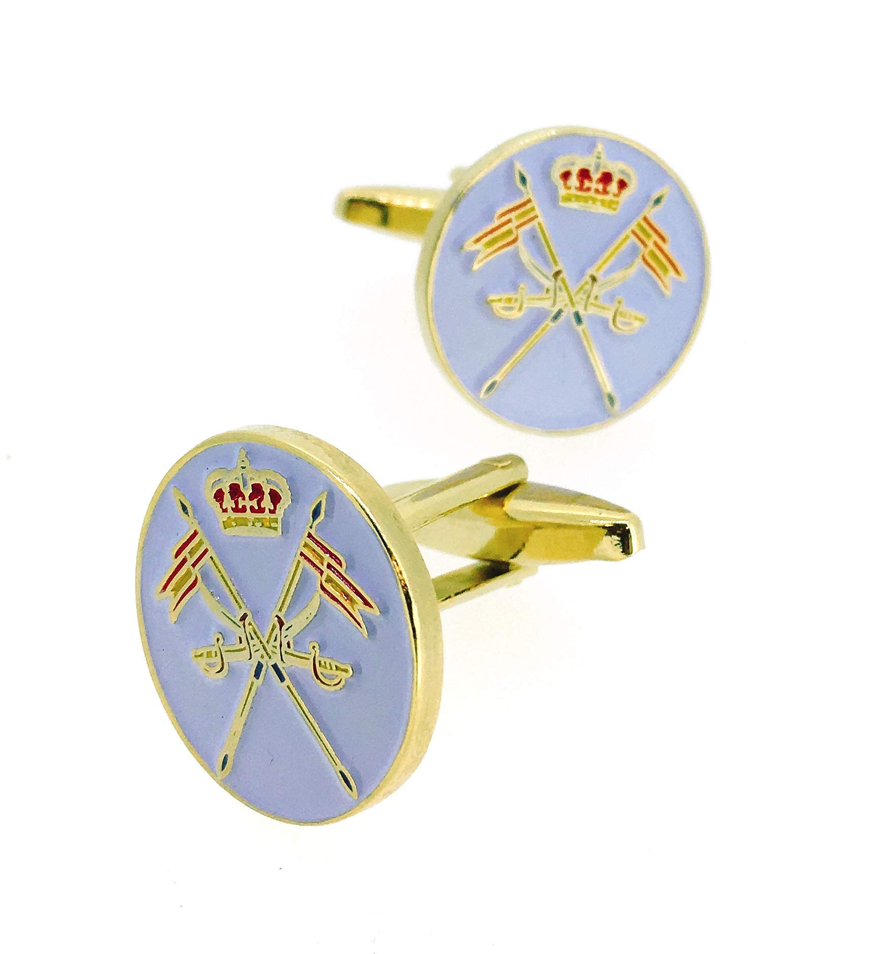 Gemelolandia | Gemelos para Camisa Emblema del Arma de Caballería Version Coronada Color Gemelos Originales Para Camisas | Para Hombres y Niños | Regalos Para Bodas, Comuniones y Otros Eventos