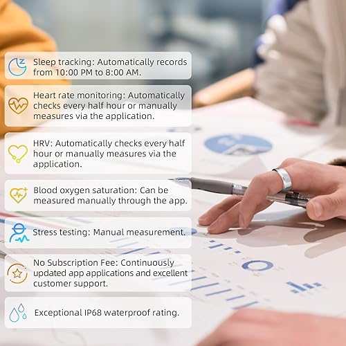 Miniatura 6 de Nova - Anillo inteligente de fitness 2023, Bluetooth 5.1, monitoreo de oxígeno en sangre, rastreador de salud para monitor de frecuencia cardíaca,