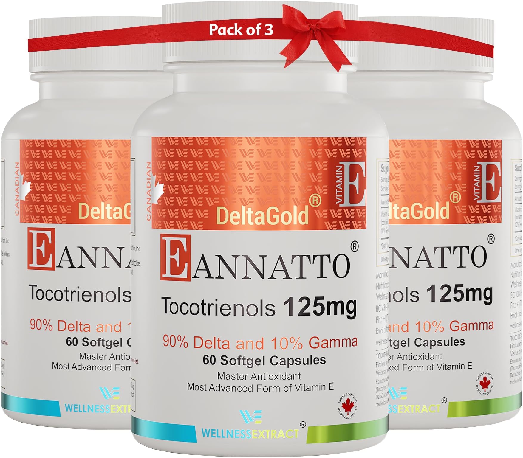 - Eannatto Tocotrienols Vitamin E Supplements Tocopherol Free, Non-GMO, Gluten Free & Antioxidant125MG 60 Softgels (Pack of 3)