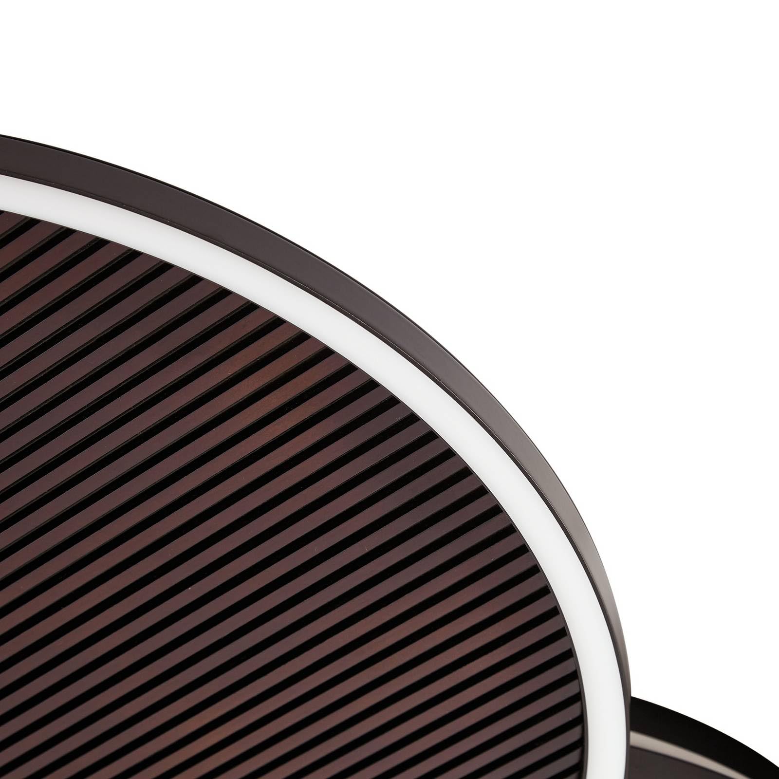 Lucande Bombillas LED lámpara de techo en negro, madera, plafón