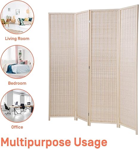 Miniatura 6 de Divisores de habitación, pantalla plegable, pantalla de privacidad de 4 paneles, divisor alto de habitación para dormitorio, estudio, divisor de