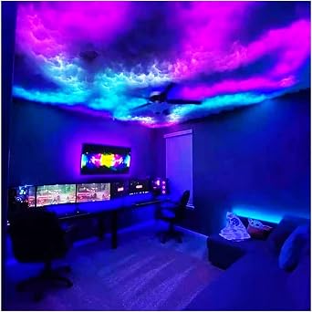 Ceiling LED Cloud Light, Giant 3D Cloud Light, RGB Thunder Lamp Wall Room LED Bedroom Game Room, Bar, Party, 20M