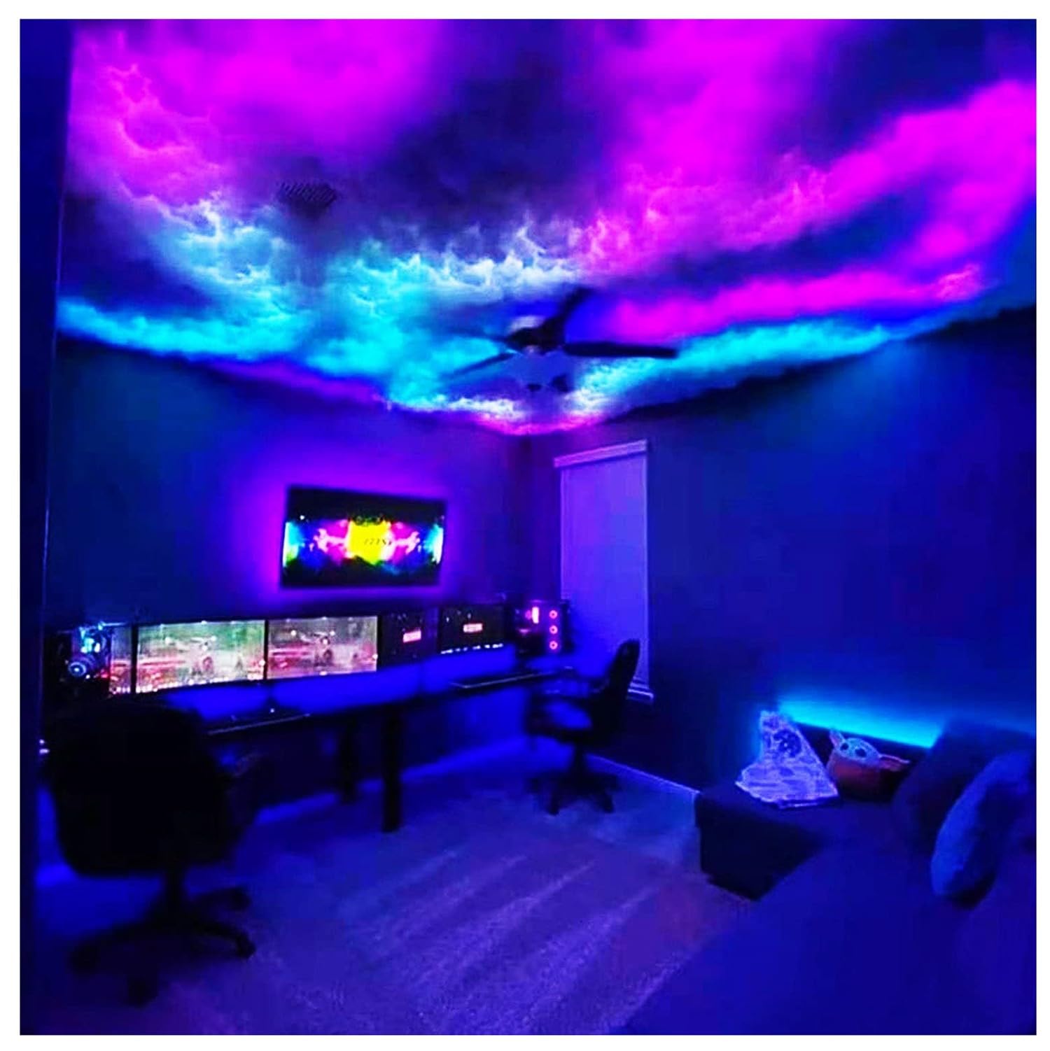 LED Clouds Lights for Ceiling, Giant 3D Cloud Light, RGB Thunder Cloud Lamp for Wall Ceiling, Room Led Lights for Bedroom for Gaming Room, Bar, Party, Bedroom 5m