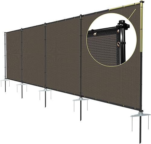 TANG Valla de privacidad al aire libre con postes de hierro, picos de tierra para perros, valla de privacidad de metal para jardín, patio trasero,