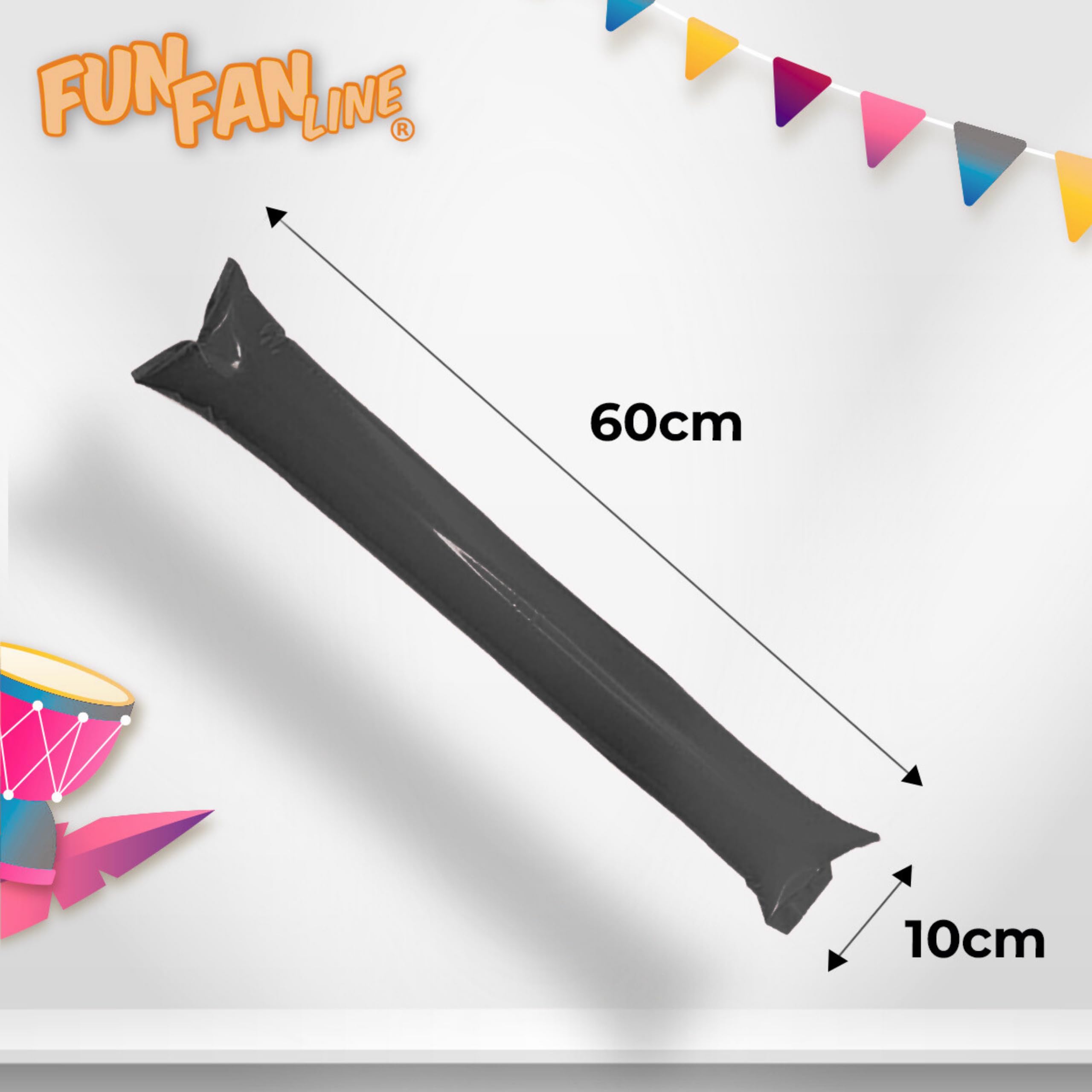 Lot 100 Paires Bâtons de Frappe Gonflables Réutilisables | Bâtons de Fête ou d'Animation Bruyants pour Événements Sportifs et Célébrations | Cotillons et Accessoires d'Ambiance (Noir) - 4
