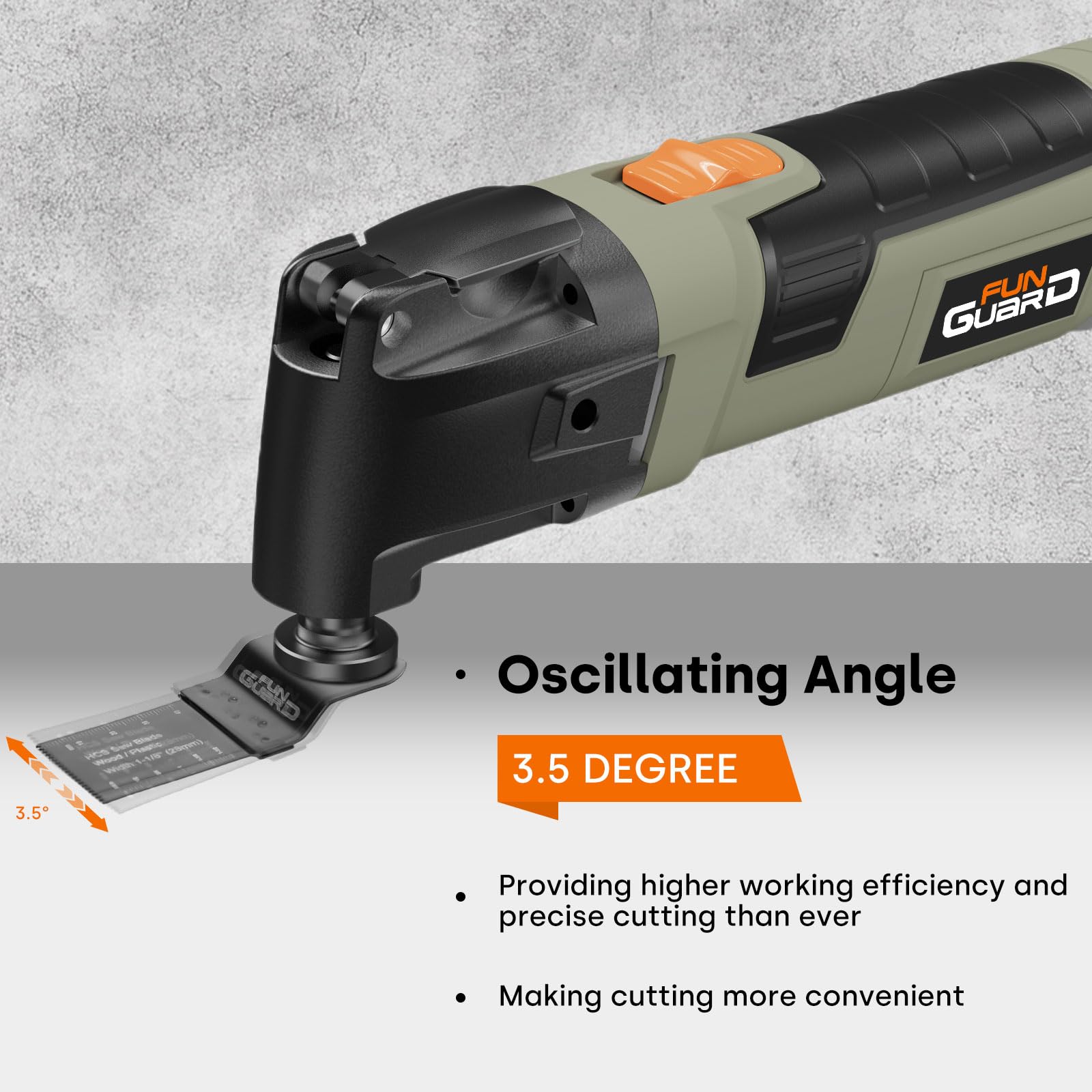 Funguard Oscillating Multi Tool 300W, 6 Variable Speeds 22000 OPM Electric Saw with 3.5°Oscillation Angle - Image 4