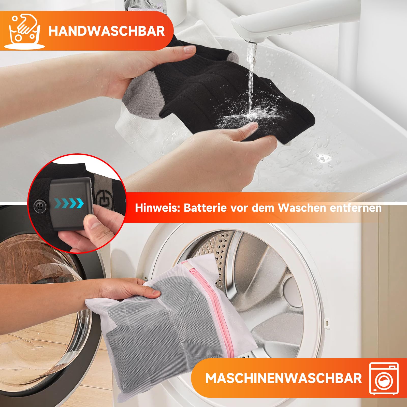 Beheizbare Socken mit APP-Steuerung 5V 8000mAh Fußwärmer Warme Socken Damen Herren Waschbare 4 Temperatur Wiederaufladbare Heizsocken für Winter Skifahren, Radfahren, Angeln, Camping, Wandern