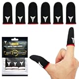 6 Pack Mobile Phone Gaming Finger Sleeves, Nuozme Finger Sleeves Compatible with All Touchscreen Devices, 0.15mm Superconducting Nanofibers, Smooth Feel, Anti-Sweat, Extremely Thin, Red Edge