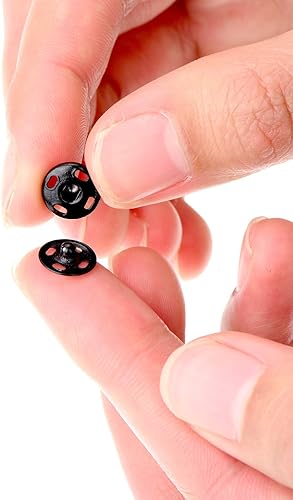 Miniatura 4 de Sumind 100 juegos de botones a presión de metal para coser ropa, negro y plateado (0.394 pulgadas)