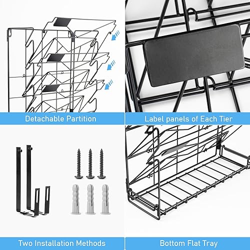 Miniatura 3 de GALASALA Wall File Organizer, 10 Pockets Mesh Hanging File Organizer, Mail Organizer Wall Mount With Hooks, Wall Organizer Magazine Rack for Office