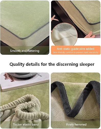 Miniatura 6 de Sábanas bajeras de terciopelo cálidas y gruesas de franela con bolsillo profundo de 9.84 pulgadas, tamaño pequeño, doble, queen, king súper king,