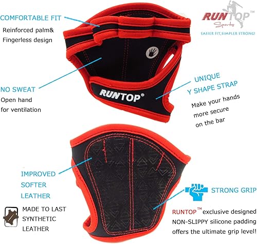 Miniatura 2 de RUNTOP Guantes de entrenamiento para fitness, entrenamiento cruzado, WODS, gimnasio, yoga, ejercicio, almohadillas de agarre para levantamiento de