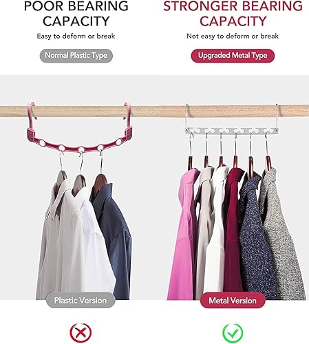 Miniatura 4 de Rabrand - Perchas para camisas, perchas que ahorran espacio, perchas mágicas de metal, ahorro de espacio para colgar ropa, ganchos organizadores de