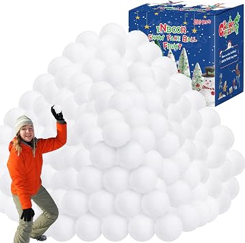 200 Pack Snow Balls for Kids Indoor, Soft Plush Snow Ball Fight Set, Fake Snow Balls Realistic Artificial Snow Balls Toys for Multiplayer Indoor Outdoor Winter Game Christmas Decor Present DIY Kit