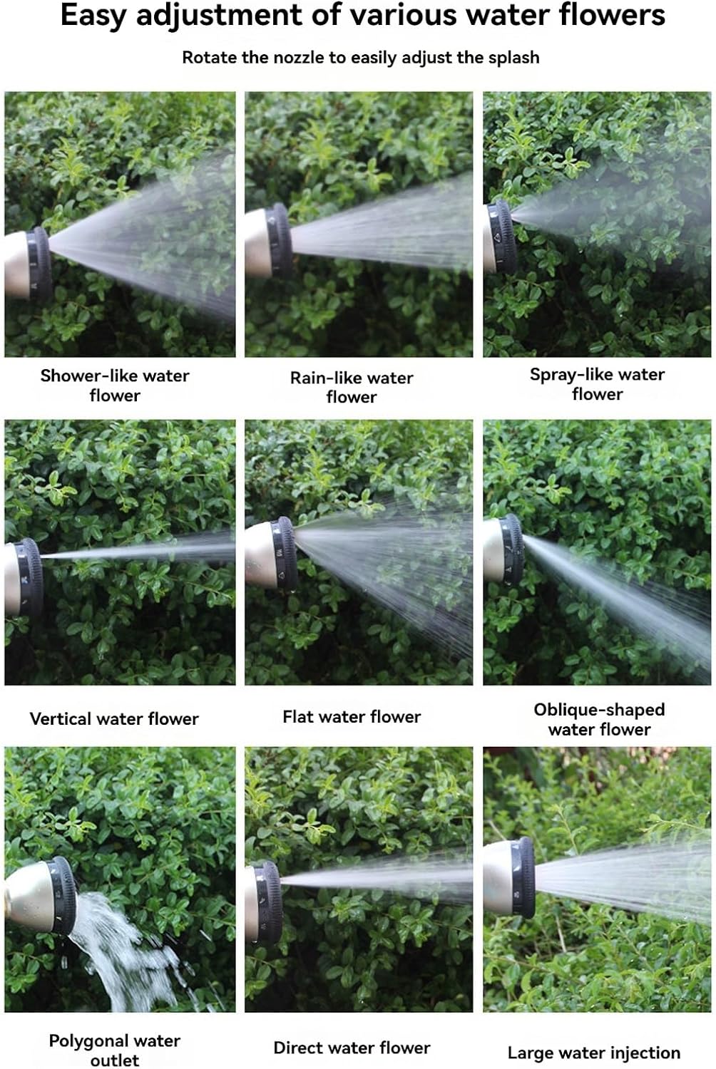 Spray Nozzles for Garden Hose, Hose Nozzle Sprayer, 9 Adjustable Watering Patterns, High Pressure Handheld Tool, for Patio, Lawn, Yard, Plants, Outdoor Home, House, Car Washing (2PCS)