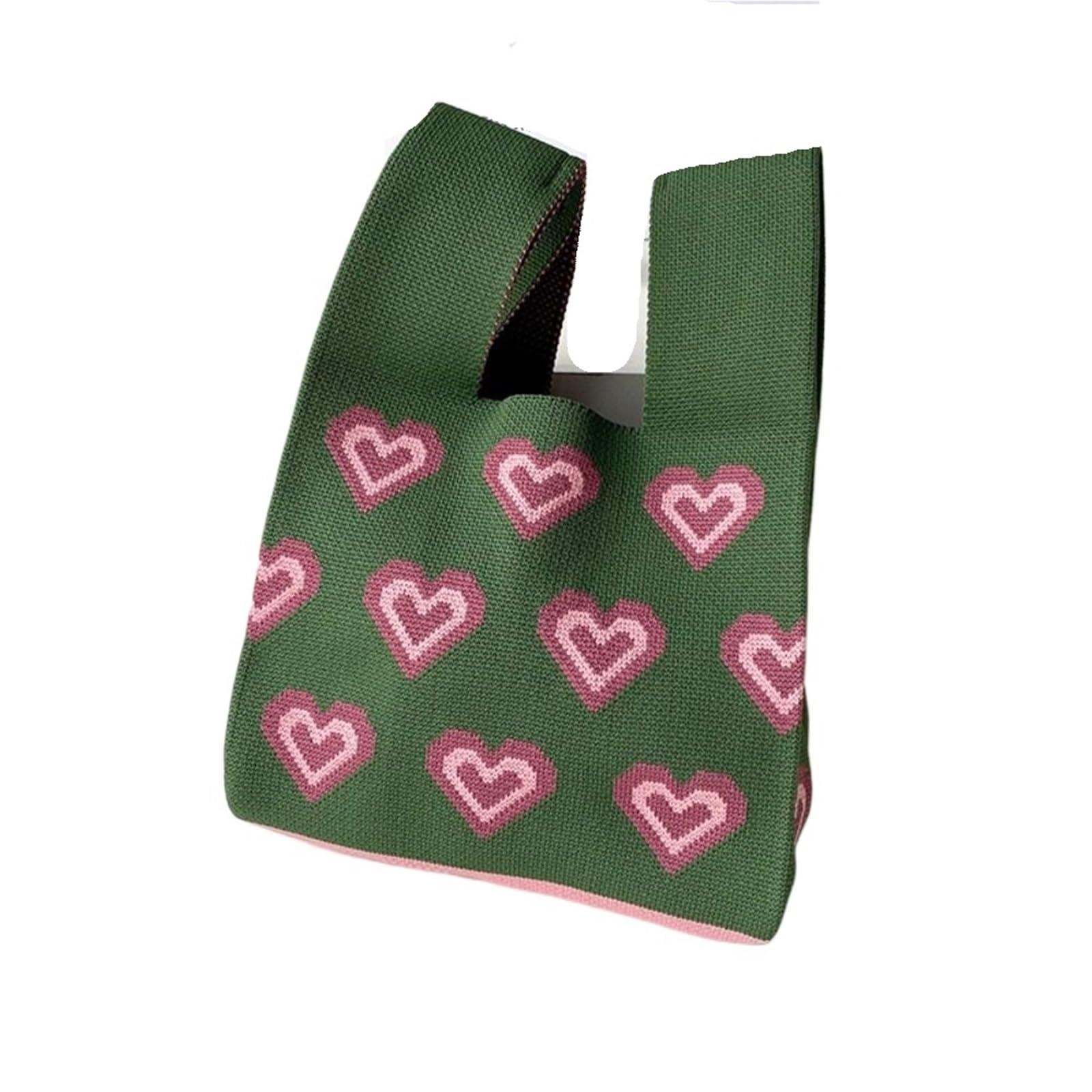 Handmade Knit Handbag Knot Wrist Bag Reusable Mini Tote Bag Women Girls Shoulder Bag Fashion Shopping Bags For Walks(Color-11)