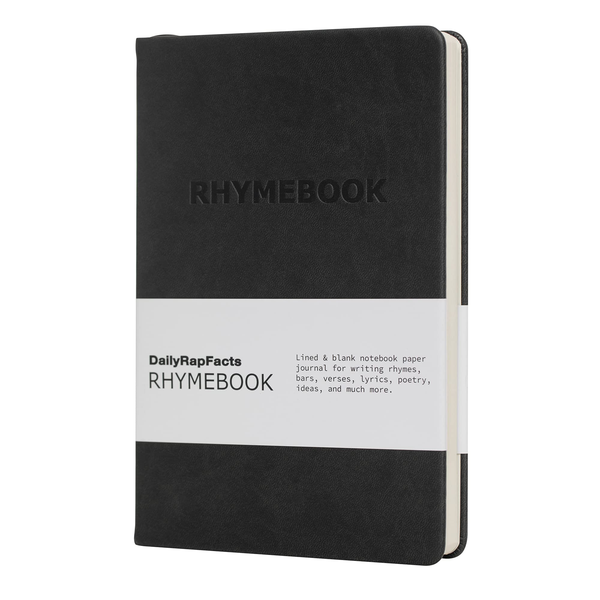 DailyRapFacts RHYMEBOOK - Hardcover Lined & Blank Notebook Journal for Rhymes, Lyrics, Songwriting, Ideas, & More, 5.75”x8.25” (Black)