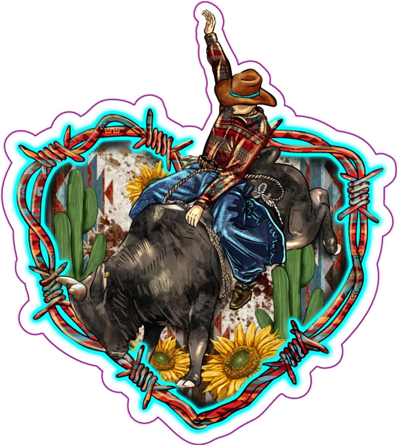 Wickedgoodz Rodeo Bullfighter Heart Vinyl Decal - Western Bumper Sticker - for Laptops Tumblers Windows Cars Trucks Walls