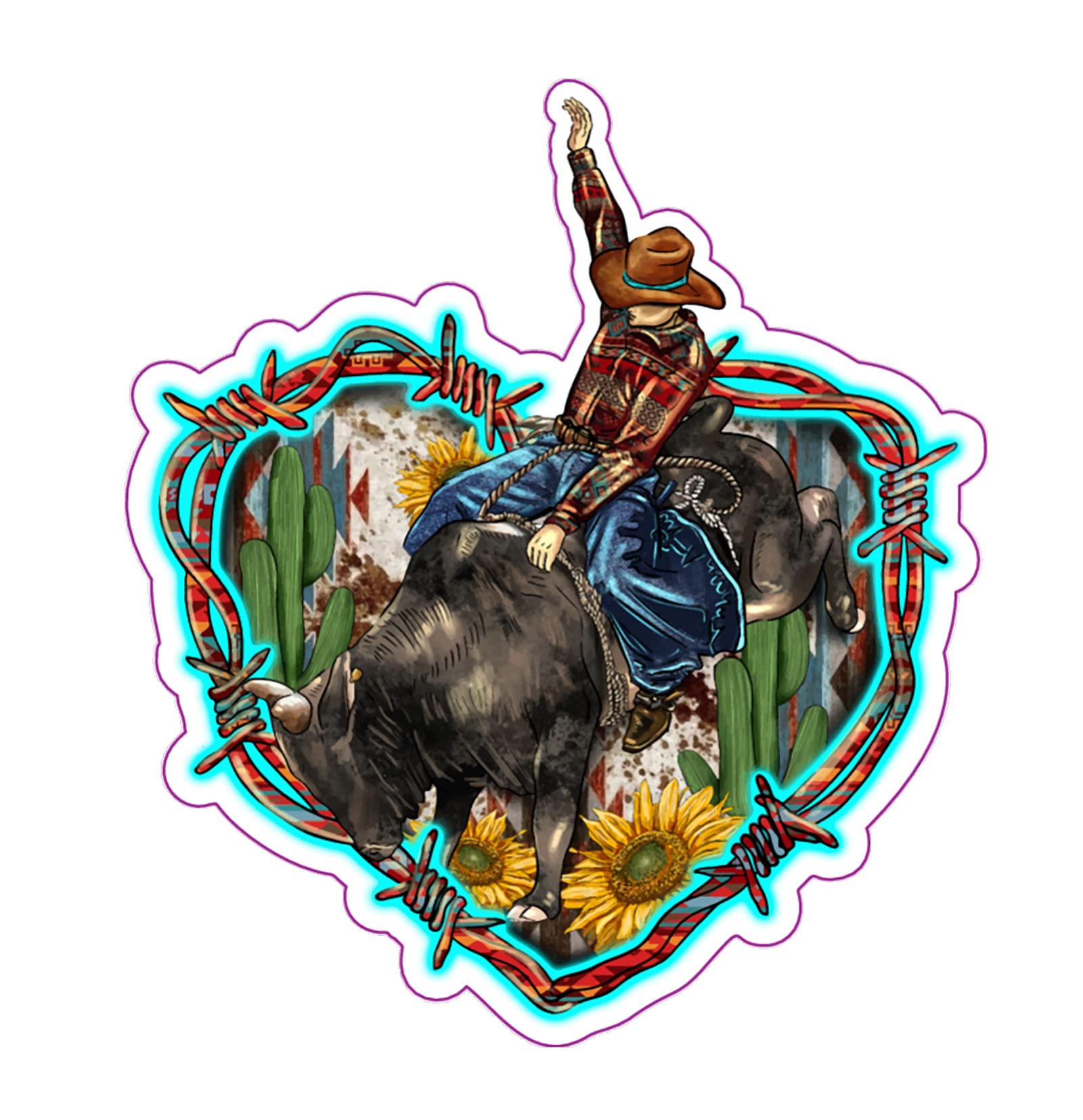 Wickedgoodz Rodeo Bullfighter Heart Vinyl Decal - Western Bumper Sticker - for Laptops Tumblers Windows Cars Trucks Walls