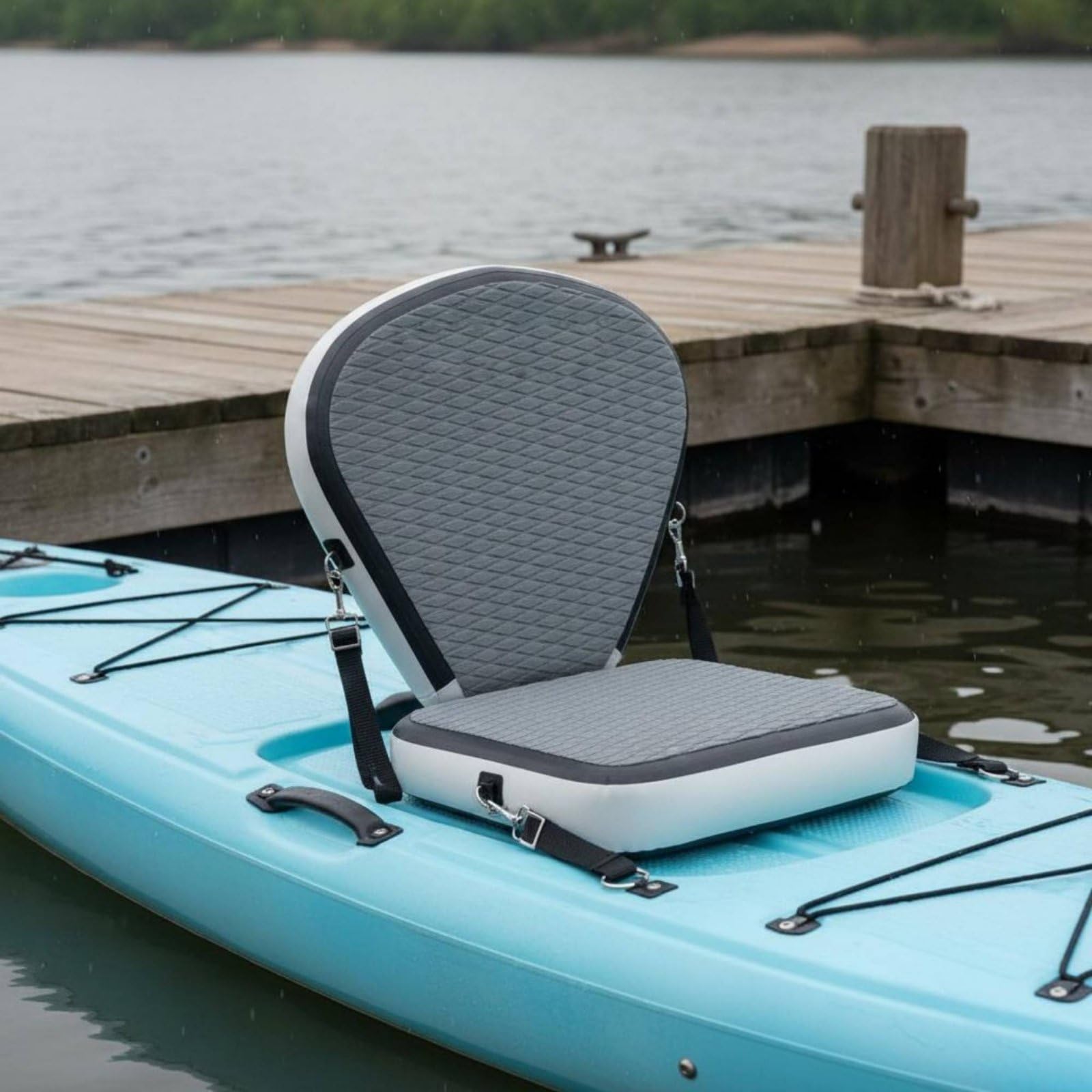 Inflatable Boat Seat Aufblasbarer Sitz Sitz Kajaksitz Sitz mit Universellem Clip System Und Abnehmbarer Rückenstütze aus PVC EVA für Kajak Freizeit Langstrecken