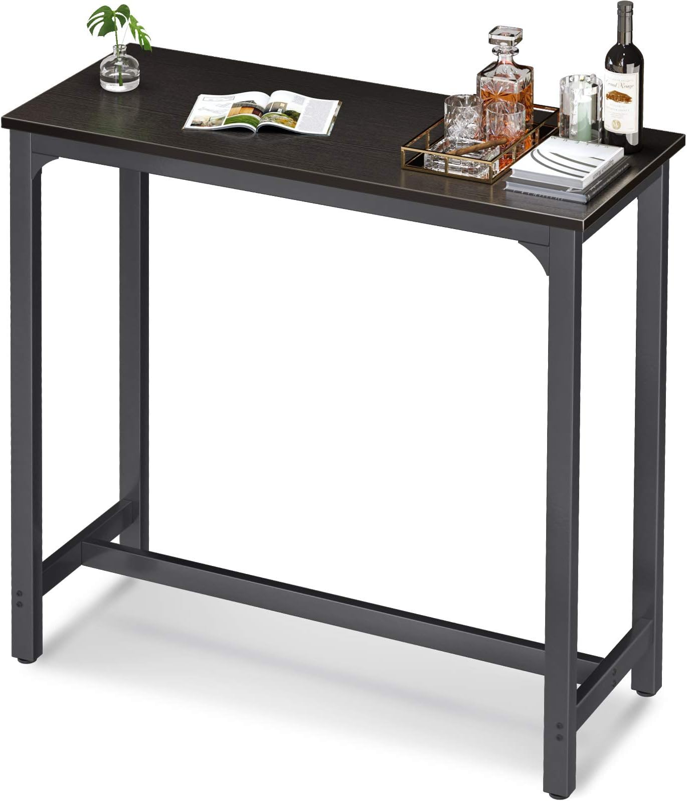 ODK 39 inch Bar Table, Bar Height Pub Table, Counter Height Bar Table, Rectangular High Top Kitchen & Dining Counter Tables with Sturdy Legs & Easy-to-Clean Top, Indoor use, Black