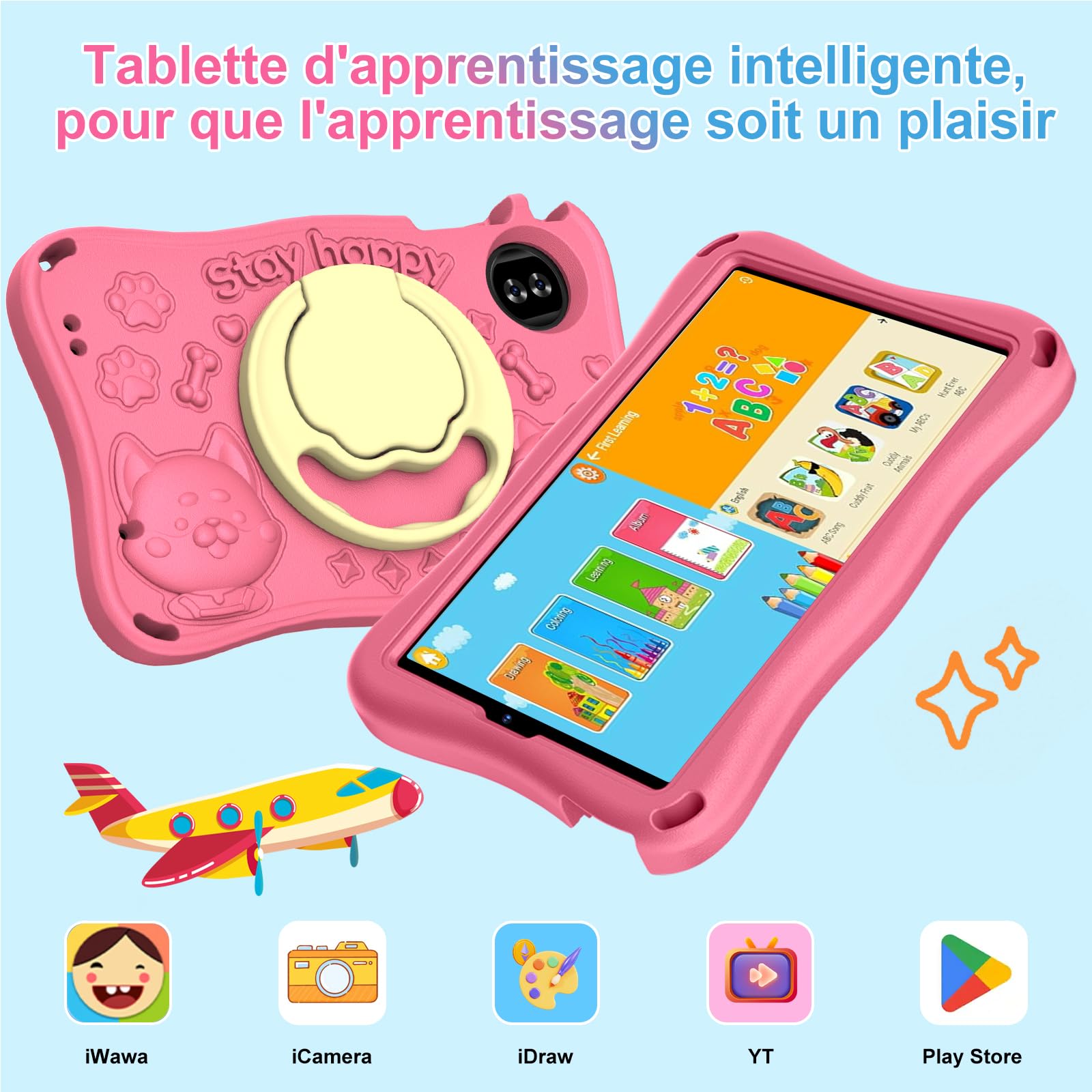 Tablet 9 Pollici Android 15 con Gemini AI, 32GB ROM + Espandibile 2TB, Octa-Core, Widevine L1, WiFi 5G,1340 x 800, BT5.0, Fotocamere 8MP/5MP, 5000mAh, Tablet con controllo parentale – Rosa