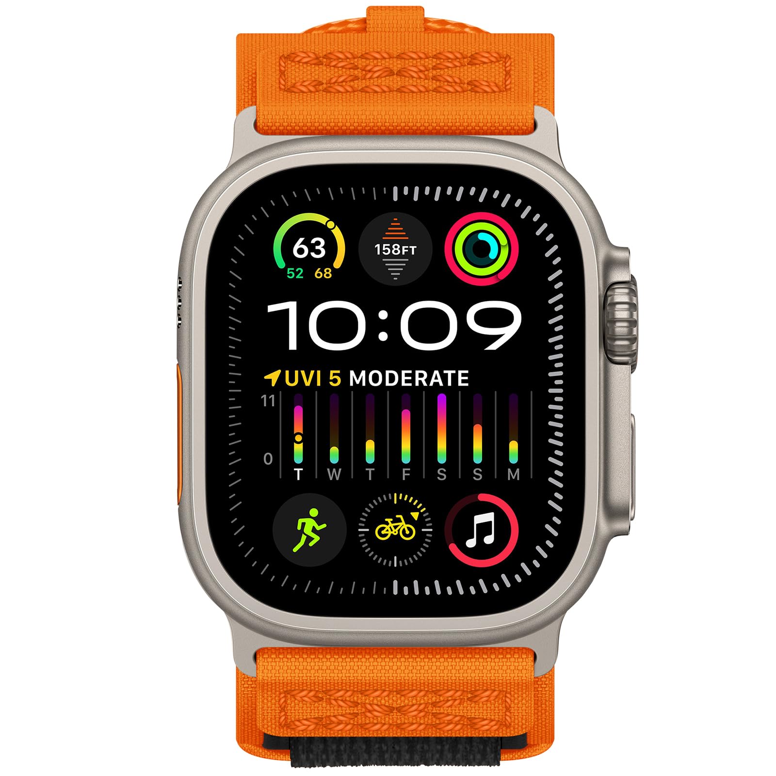 Anlinser Bands Compatible with Apple Watch Ultra 2 Band/Apple Watch Ultra Band 49mm 45mm 44mm 42mm for Men Women, Rugged Nylon Sport Strap Designed for iWatch Series 9/8/7/6/5/4/3/SE (Orange)