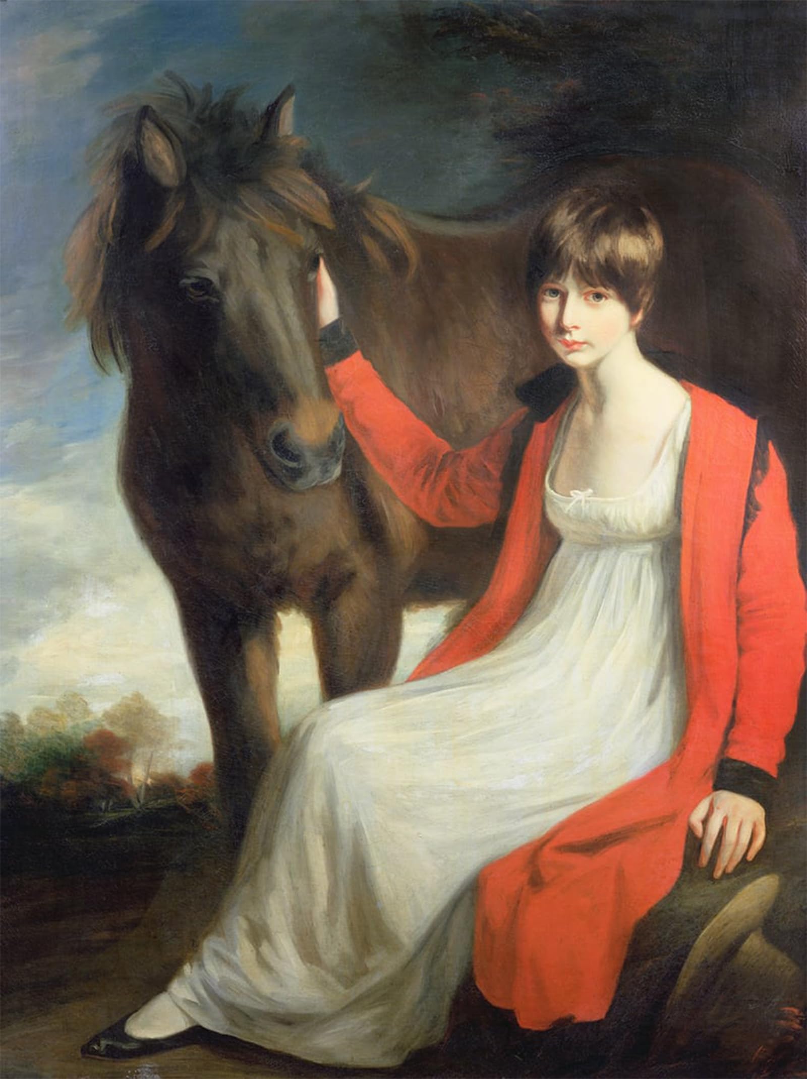 Serendipitp No Frame Retro Picture Poster Wall Art Pictures Painting Portrait Of Miss Emily Beauchamp With Her By John Opie Wall Art Canvas Print For Wall Decor 60X90cm