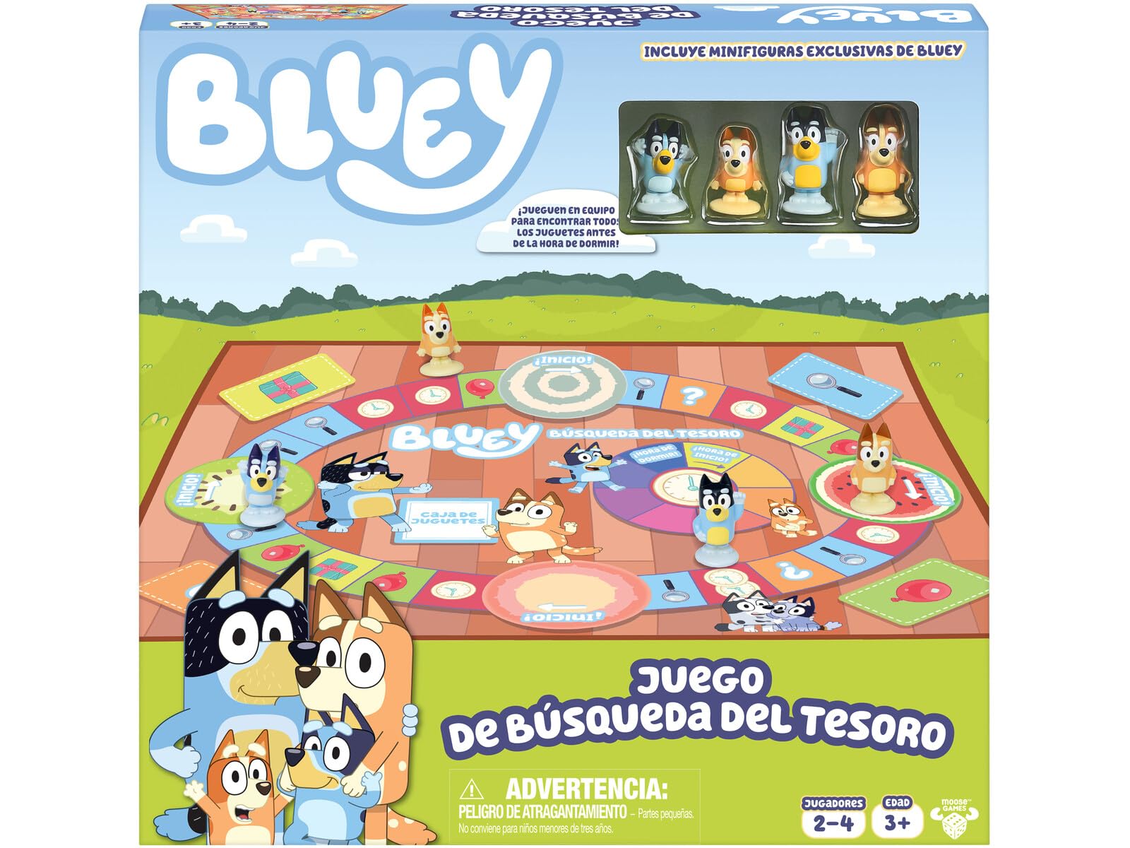 Juego de la Búsqueda del Tesoro de Bluey. Un Divertido Juego de Mesa repleto de Actividades entretenidas, Cosas Que Buscar y Preguntas sobre Bluey Que Responder.
