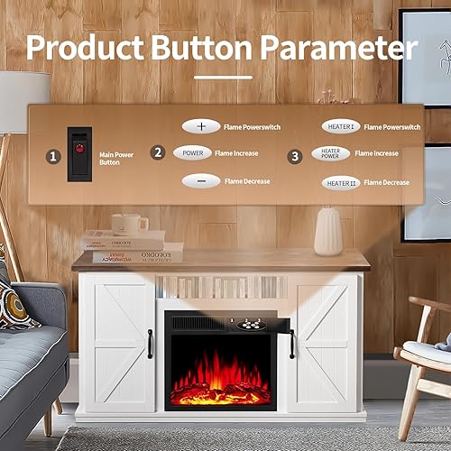 Miniatura 2 de Antarctic Star Soporte eléctrico para TV con chimenea, con chimenea, caja de fuego con marco de madera independiente, llama 3D realista ajustable,