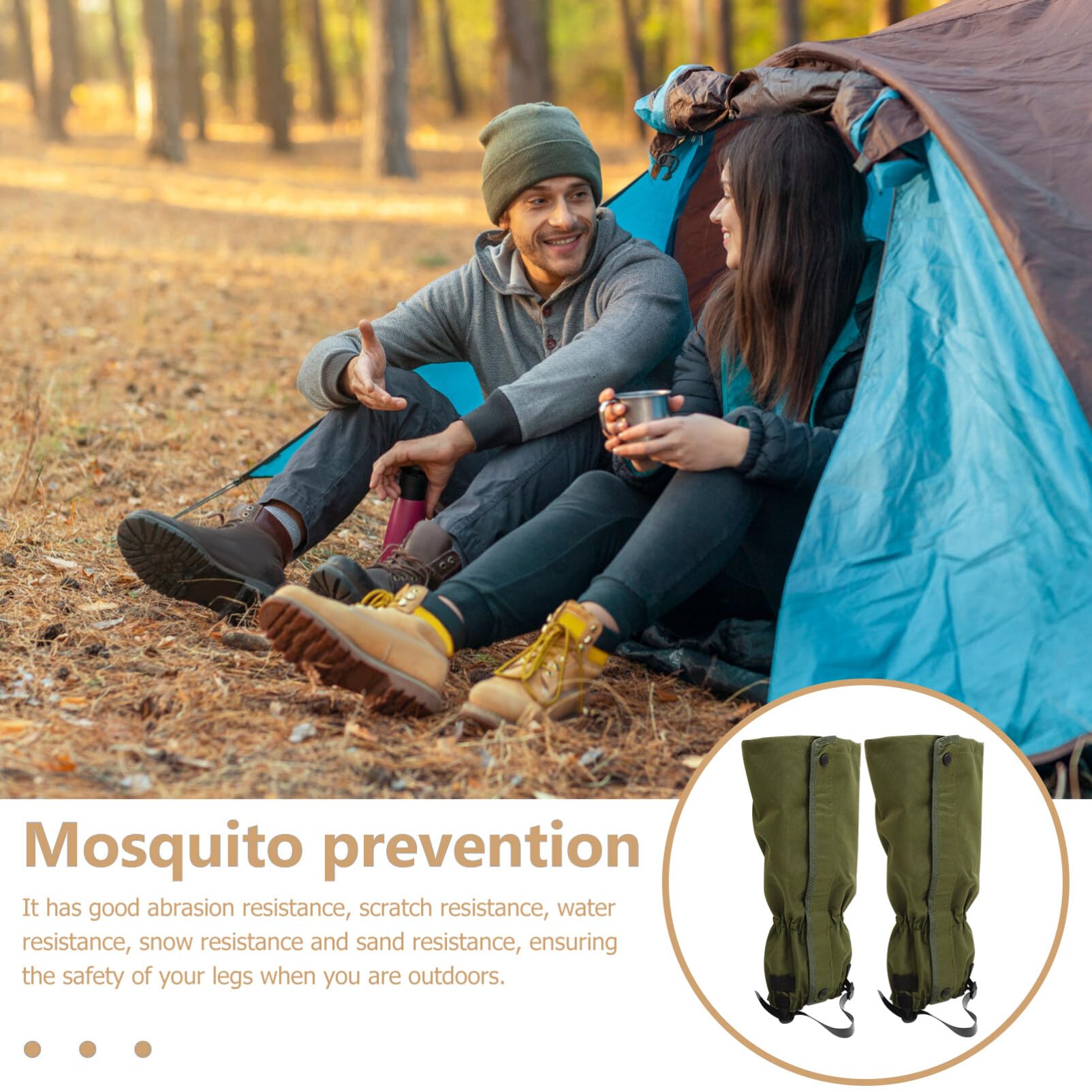 Guêtres Randonnée Imperméables Pliables, Paire Compacte, Oxford Vert
