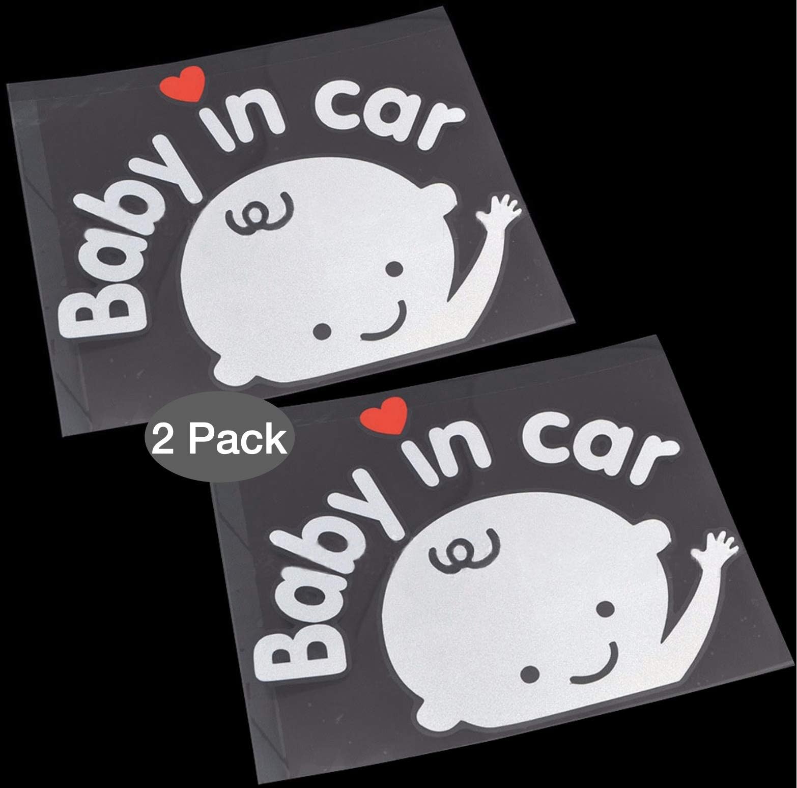 CM Wealth 2Packs - Baby in Car Sticker Decal Baby on Board Sign for Car Safety Sign Cute Baby in Car Waving Sticker(Boy2)