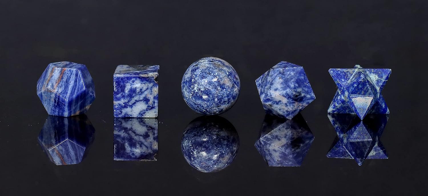 Crocon® Sodalite 5Pcs platonic solids crystal geometry set - Image 3