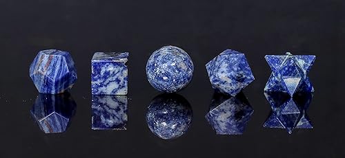 Miniatura 6 de Crocon Sodalite - Juego de 5 piezas de geometría de cristal sólido platónico, piedras geométricas sagradas para meditación, equilibrio de reiki,