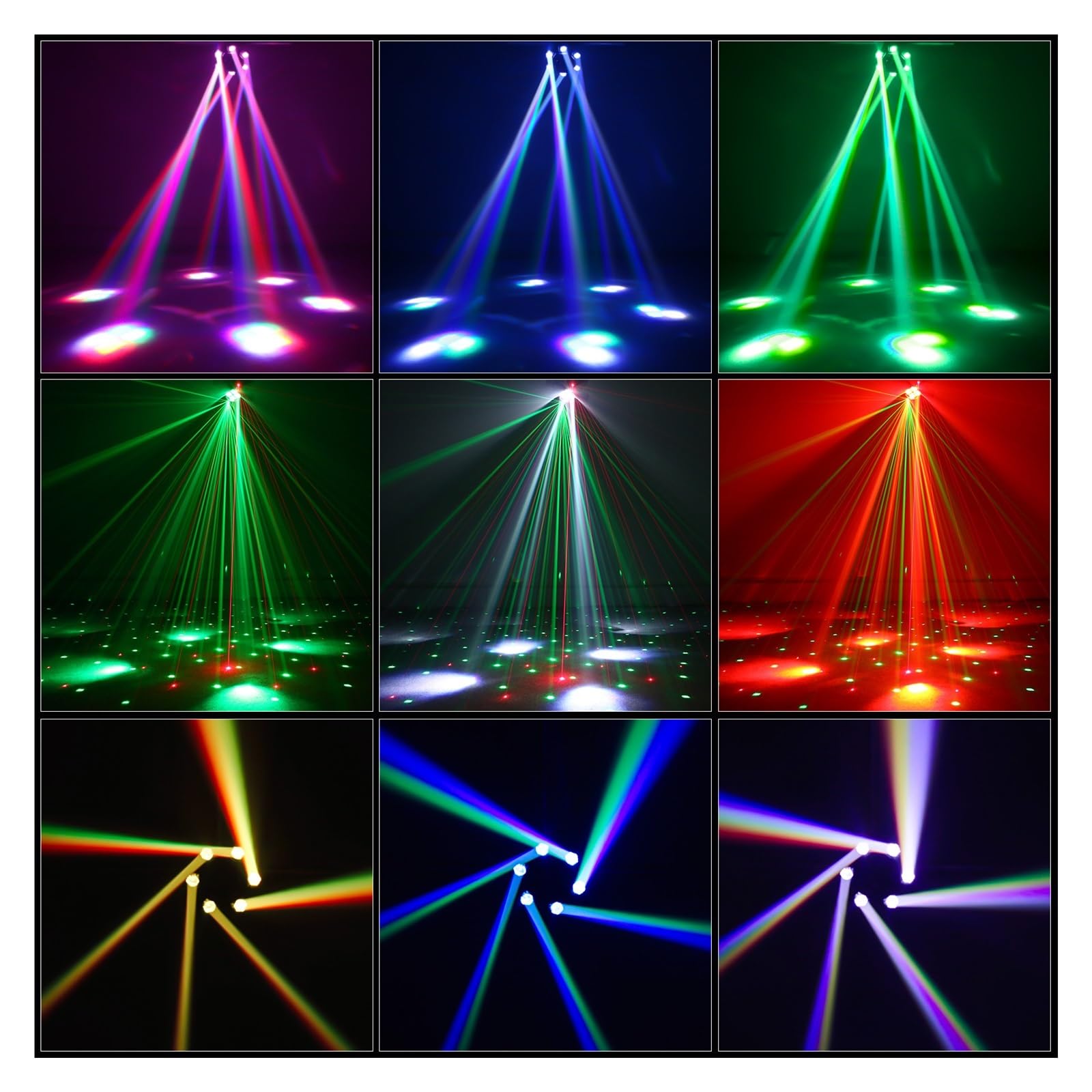 EDEDE Strobo Discoteca, DJ Lights 6 Arm Bee Eyes LED Beam Moving Head Light con Effetti RG Stage Lighting for Disco Music Dance Party per Feste da Ballo DJ di Compleanno Karaoke