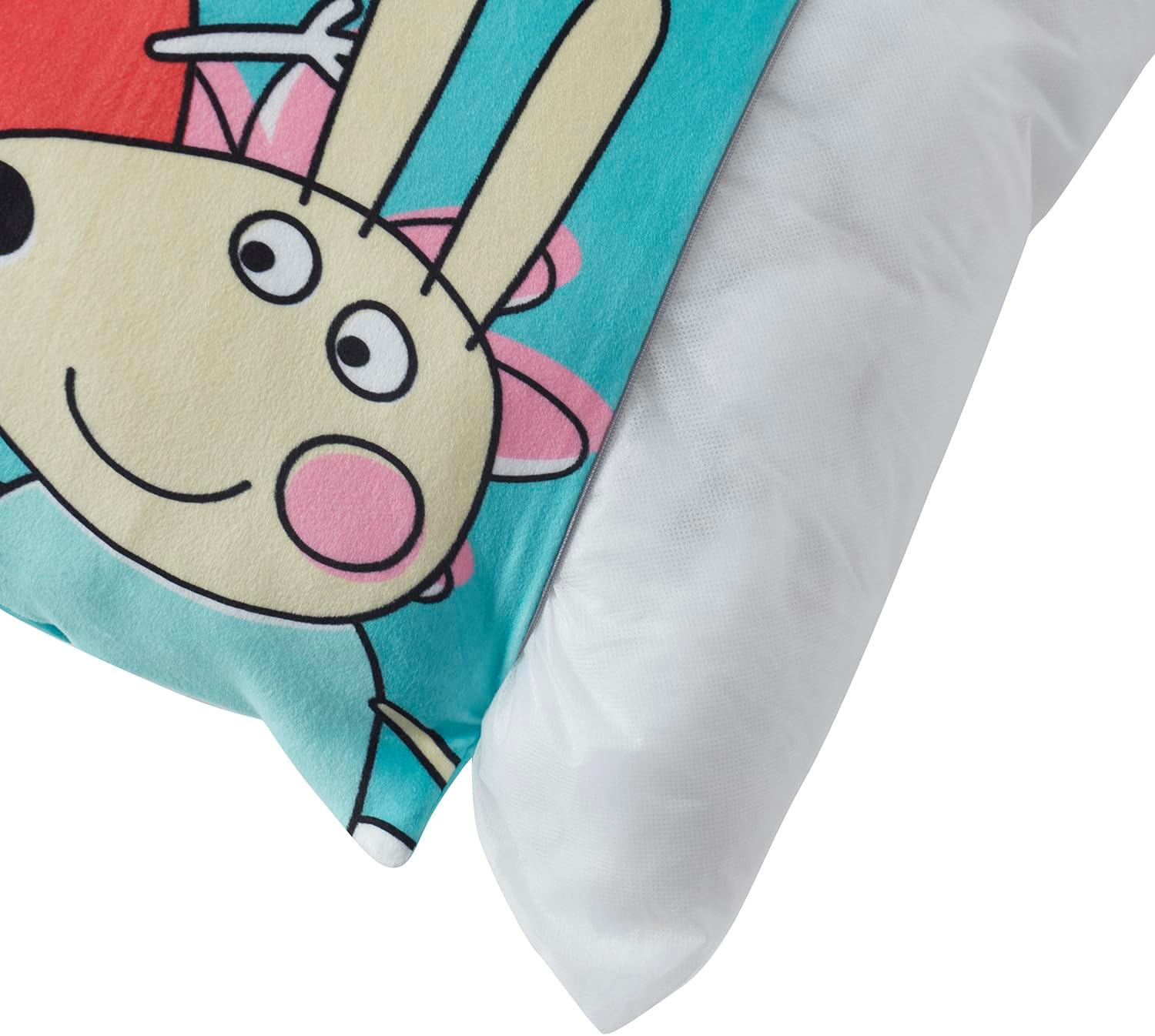 NORTHWEST Kids Reversible Bed Pillow (w/Removeable Shell), Completele Bed Pillow with Cloud Like Filling & Removable Cover, 20 in x 30 in, Peppa Pig