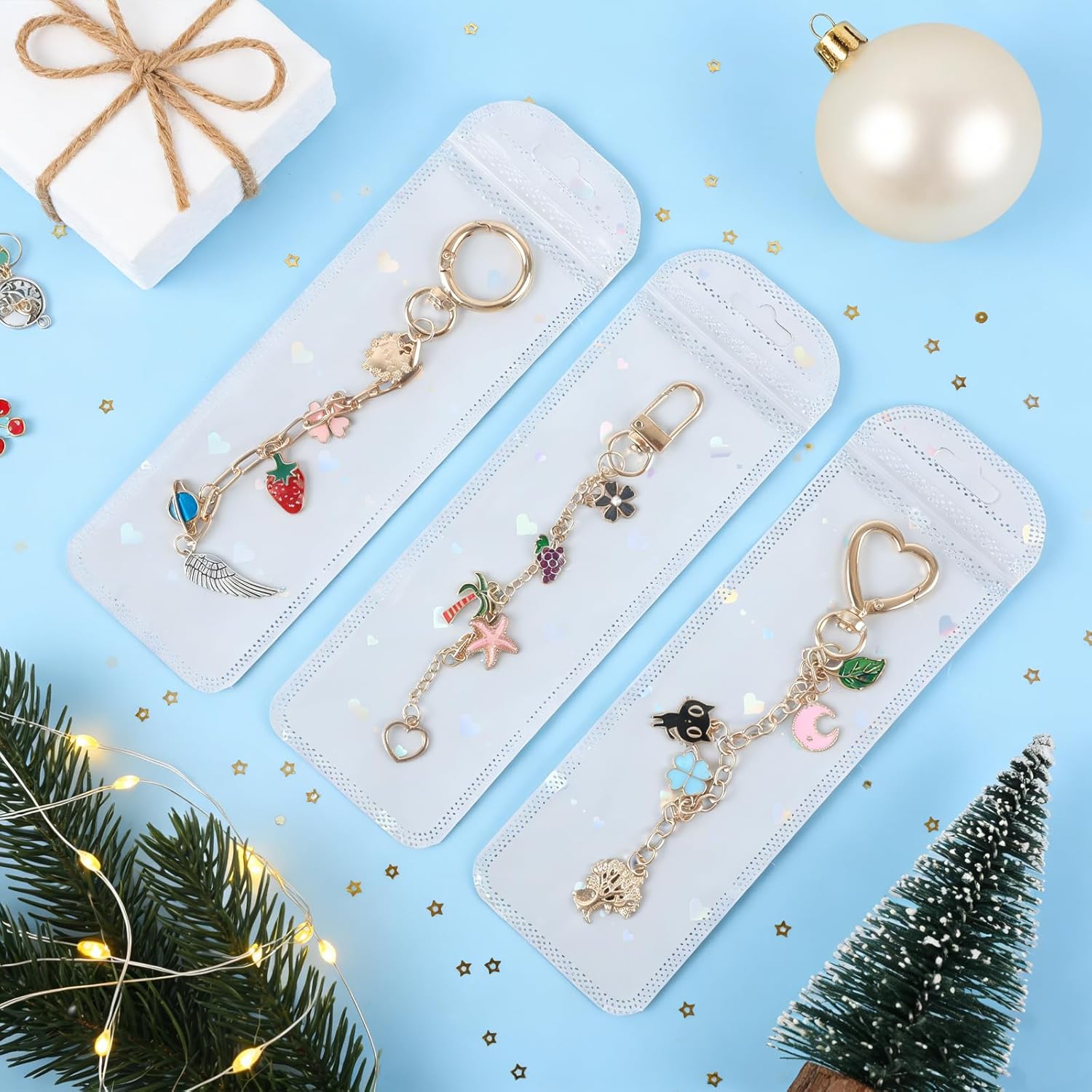 Himake 645Pcs Charms Lip Gloss Keychain Making Kit, DIY Bag Charm Kit with Gift Bag, Key Chain Making Supplies Including Charms, Clips, Chains, Plier & Tools