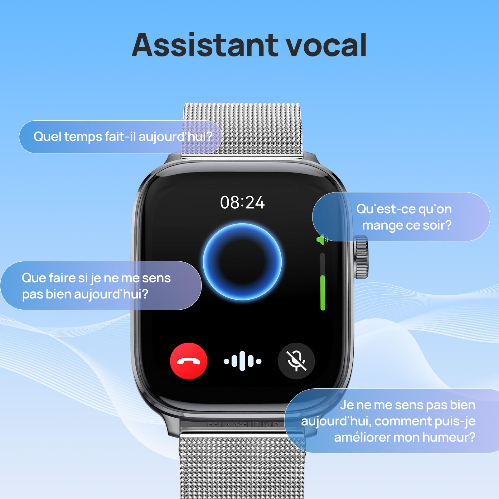 Mibro Fit Montre Connectée Homme Femme 1,75" AMOLED, Assistant Vocal | 150+ Sports (Padel, GPS Course), 8 Jours Autonomie, Étanche 5ATM, Suivi Sommeil & Fitness, Santé pour Android iOS(Argenté)