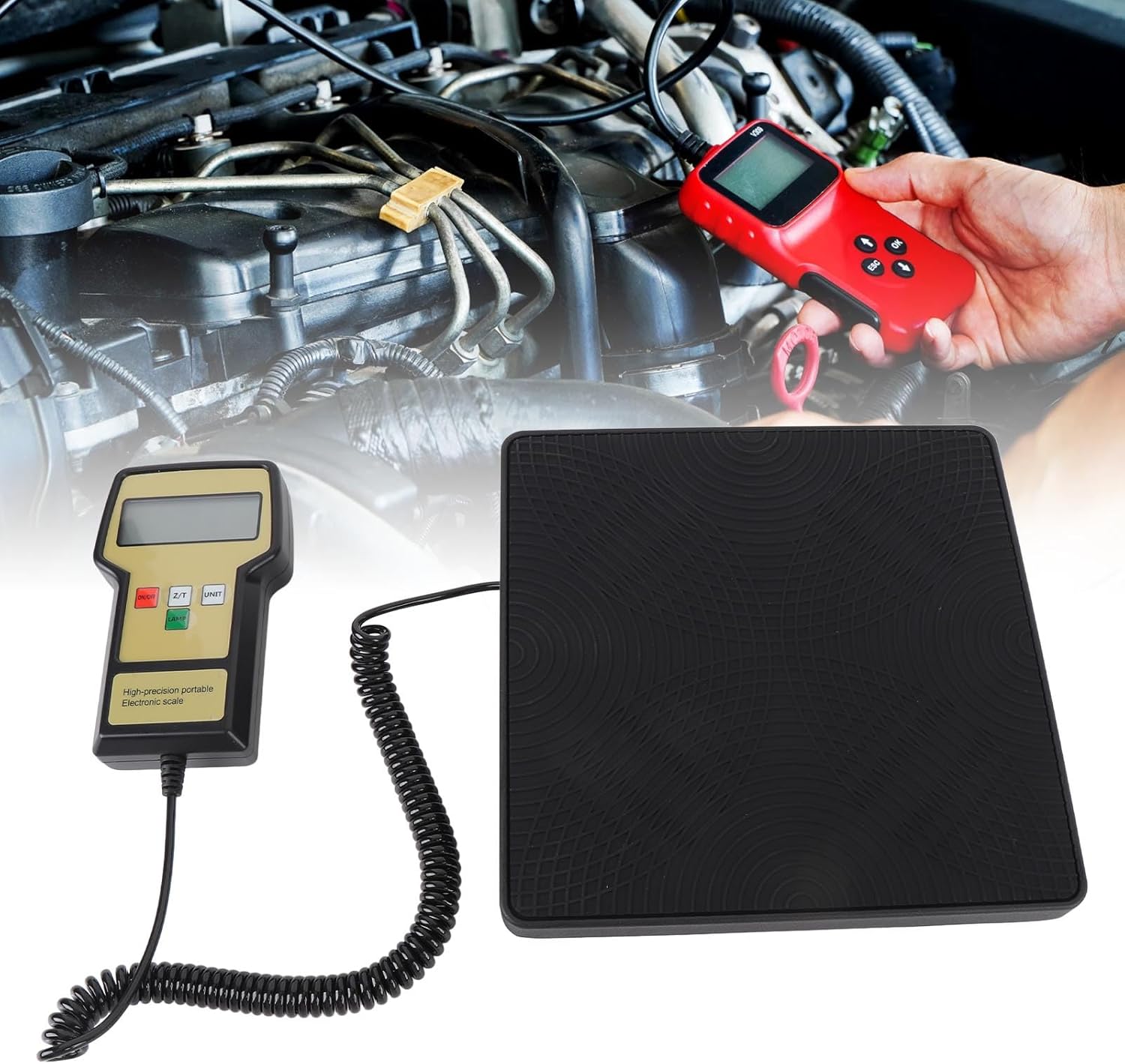 Refrigerant Scale, Metal Portable Weighing Device for HVAC with 220lbs Capacity for Refrigerant Recovery Tanks